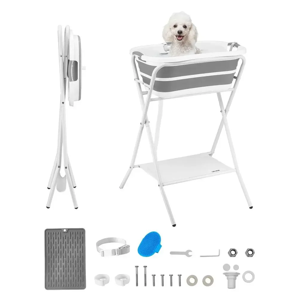 New Foldable Elevated Pet Grooming Bath Tub for Cats & Small Dogs